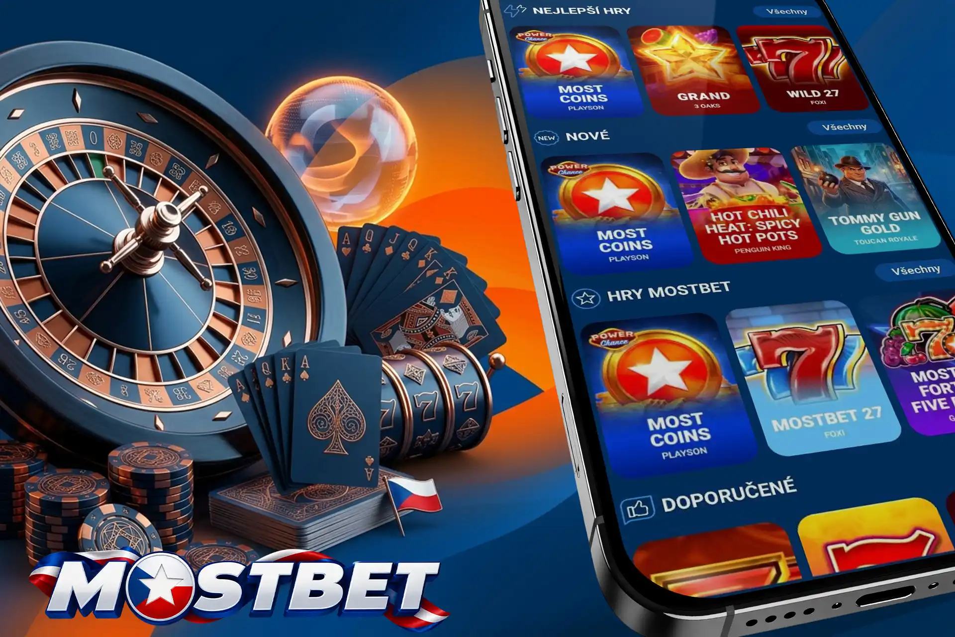 Bohatá herní nabídka online kasina s ruletou, kartami a výherními automaty zobrazenými v rozhraní mobilní aplikace